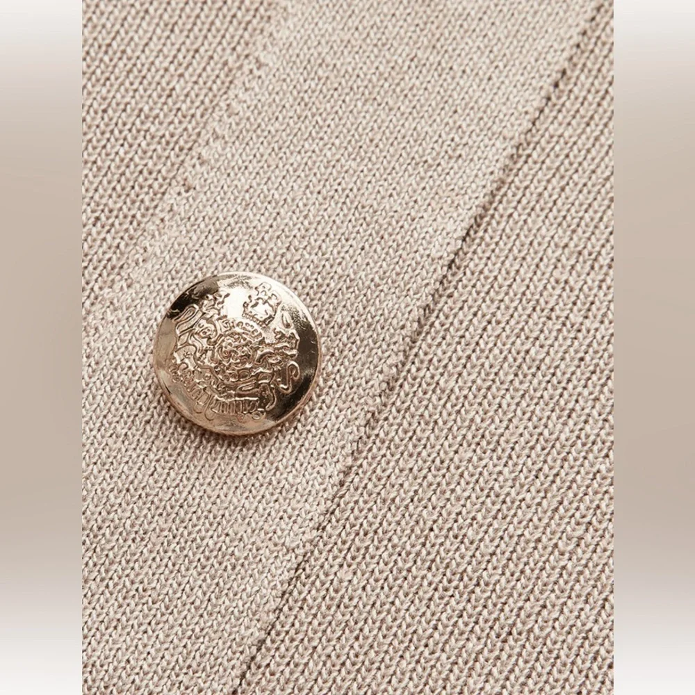 Commense Taupe Knit Crop Jacket & Button-Front Maxi Skirt Set - Picture 4 of 7
